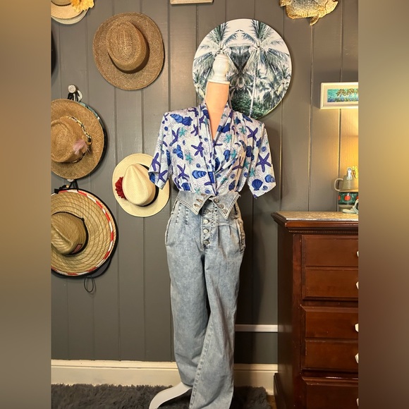 90’s Anna Kriste Beachy Shell Shirt XL - Picture 4 of 14